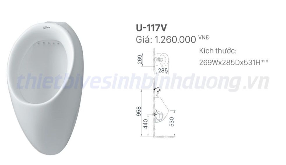 Bồn tiểu nam Inax U-117V